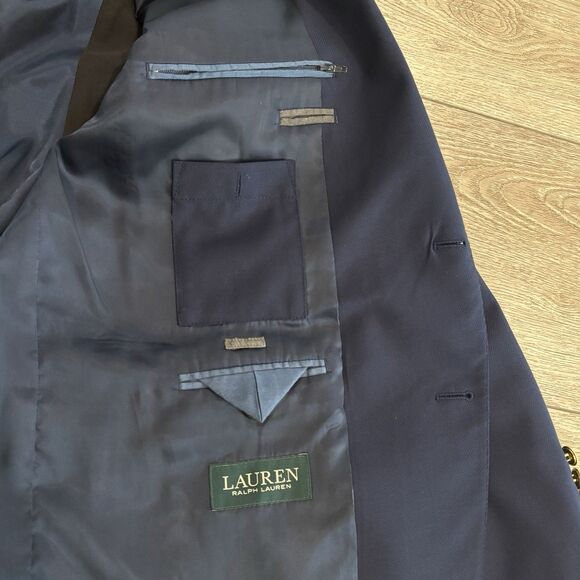 Lauren Ralph Lauren Classic Blazer Men 46R LRL Navy Gold Buttons Wool Sport Coat - Picture 4 of 9
